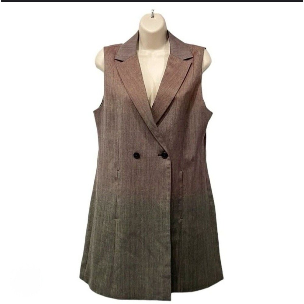 Pendleton Ombre Virgin Wool Sleeveless Mid-Length Suit Vest Double-Breast Size S